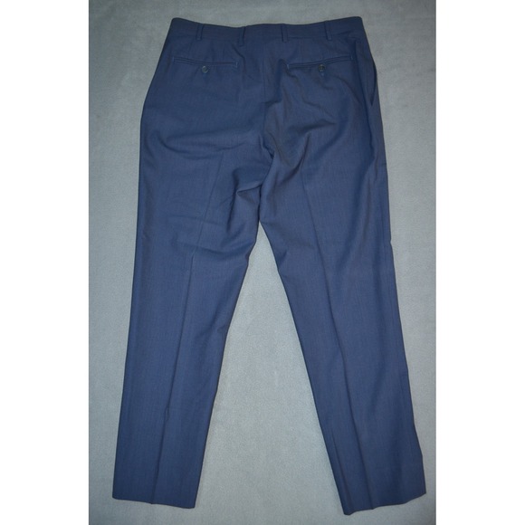 Canali Dress Pants Men 34x29 Blue Wool Slacks Straight Leg Made In Italy - Picture 7 of 8